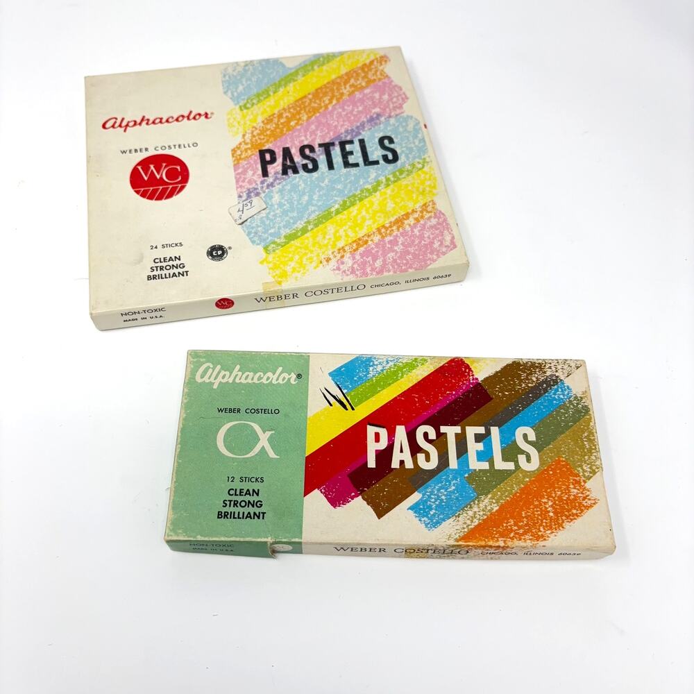 Vintage Weber Costello Alphacolor Pastels Lot 24 & 12 Stick Sets No 102-004 USA